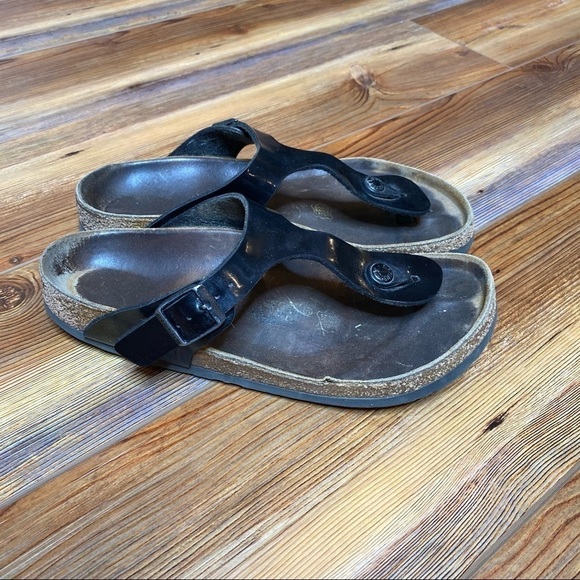 Birkenstock Sandals Gizeh Patent Leather Black - Picture 1 of 10